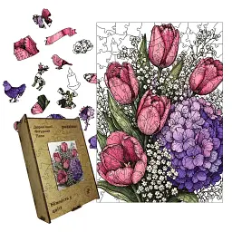 Дерев'яний фігурний пазл puzzlean Ніжність у цвіті, А3, Картонна коробка 200 елементів