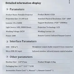 Світлодіодний міні-проектор Closer G320 Підтримка 1080P USB-екран - мініатюра 4