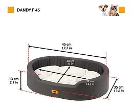Лежак для собак та котів Ferplast Dandy F 45 зі штучним хутром сірий 45x35x13 см 82941097 - мініатюра 4