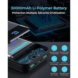 Портативний зарядний пристрій Enerwow 30000 mAh для швидкого заряджання з входом/виходом USB C - мініатюра 2