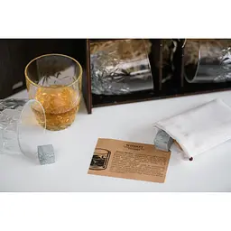 Подарунковий набір Whiskey Stones камені для віскі в дерев'яному пеналі №4 + 4 склянки Bormioli Rocco Dedalo + щипці + мішечок - мініатюра 7
