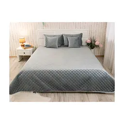 Покривало Руно двостороннє декоративне Velour Dark Grey ромб 180х220 см (340.55_Dark Grey ромб)