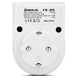 Зарядний пристрій REAL-EL 2*USB 10W (CS-25) - мініатюра 5