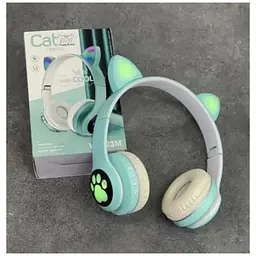 Бездротові дитячі навушники Cat Ear VZV-23M Bluetooth з котячими вушками зелені - мініатюра 7