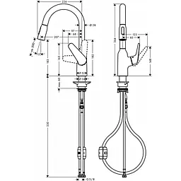 Змішувач Hansgrohe M42-H180 для кухні з висувним виливом Stainless Steel Finish 71801800 Нержавіюча сталь - мініатюра 2