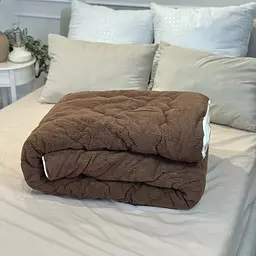 Ковдра євро відкрита двостороння з вовни Arda Pure Wool 21447 195х215 см шоколадне - мініатюра 2