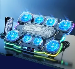 Охолоджувальна підставка для ноутбука 17.3 дюйма Ice Coorel Q-10 8xfans RGB LCD - мініатюра 5