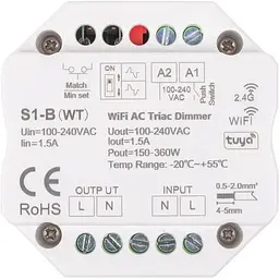 Димер змінного струму S1-B(WT), Push-Dimm, Tuya, Wi-Fi