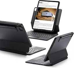 Захисний чохол для iPad Pro 12.9 з клавіатурою, магнітна підтримка, що легко встановлюється, вертикальні/підняті режими для iPad