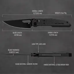 Ніж Hightron Sharplyn, 14C28N, G10 + CF, чорний, чорний клинок (HK01BLK) - мініатюра 10