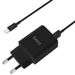 Мережевий зарядний пристрій 2USB Hoco C62A 2.1A Black + USB Cable iPhone 8