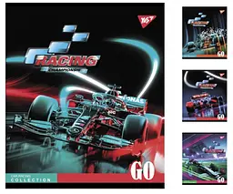 
Зошити учнівські 48 аркушів клітинка Yes Racing championship з матовим ВДЛ, вибірковим УФ-лаком і мікроембосингом, 5 шт. в упаковці