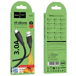 Дата кабель Hoco X124 Bien silicone USB to Type-C 3A (1m) Black - мініатюра 4
