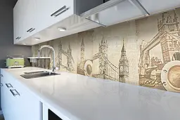 Кухонний фартух Старий Лондон вінілова наклейка ПВХ Тауерський міст ретро Бежевий Happy Pocket Z180618