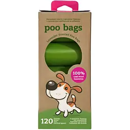 Одноразові пакети для прибирання за тваринами Poo Bags з ароматом лаванди в рулонах 120 шт.