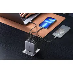 Зарядний пристрій Ugreen 3xUSB 140 Вт (2xUSB-C + USB-A) GaN CD289 з кабелем USB-C — USB-C 1.5 м (90549) - мініатюра 2