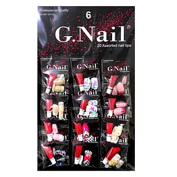 Нігті накладні голографічні з малюнком і клеєм упаковка 12 шт. G Nails KP-10715 №6