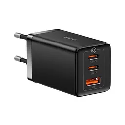 Зарядний пристрій Baseus 2xUSB-C 65 Вт + 1xUSB GaN + кабель USB-C — USB-C 100 Вт 1.0 м чорний (CCGP120201) - мініатюра 1