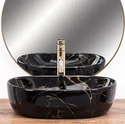 Умивальник Rea Amelia накладний black marble shiny REA-U8000, Чорний - мініатюра 3