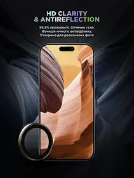 Захисне скло для камери Apple iPhone 16 Pro/16 Pro Max, Supreme BI, сірий колір, з рамкою, глянцеве скло для захисту лінз, протиударне, прозоре, з клейовим шаром по контуру, не впливає на якість фото, ArmorStandart (ARM79423) - мініатюра 4