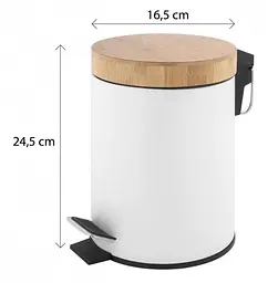 Кошик для сміття Yoka Bin White Bamboo 3л. для ванної кімнати CH.BIN-WHT, Білий - мініатюра 2