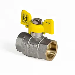 Кран кульовий Koer KR.217.G - 3/4" FF ГГМ Yellow, ручка "метелик" жовта KR0041 - мініатюра 2