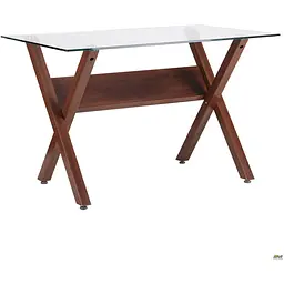 Нерозкладний стіл Art Metal Furniture Maple горіх/скло прозоре (520662)