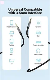 Кабель Vention Audio 3.5 mm - 3.5 mm 2 m, Metal Type, Silver/Black (BAQHH) - мініатюра 2