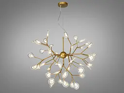 Люстра стельова LED Diasha 887-45C GD Світлячок, 45 ламп, золото сатин, регульована висота 110 см, для спальні