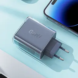 Зарядний пристрій Acefast A45 USB/2 Type-C QC PD PD65W GaN сіре - мініатюра 2