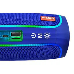 Портативна акумуляторна колонка 10W Bluetooth BT/USB/TF/FM з ремінцем та світломузикою 16см TG 288 синя - мініатюра 3