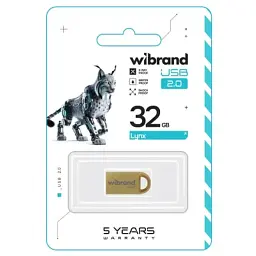 USB флеш накопичувач Wibrand 32GB lynx Gold USB 2.0 (WI2.0/LY32M2G) - мініатюра 2