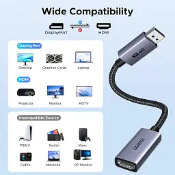 Кабель мультимедійний DisplayPort M to HDMI M 4K60Hz 18Gbps HDR10 3D Ugreen (95418) - мініатюра 8