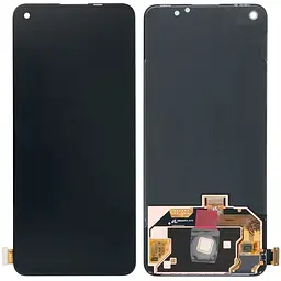 Дисплей Oppo Reno 5 / 6 / Realme GT 5G / GT Master / OnePlus Nord CE 5G / Nord 2 5G чорний, Amoled, оригінал PRC переклеєне скло, p/n: AMS643YE04