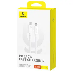 Дата кабель Baseus Superior Series 2 USB4 Full-Function Type-C to Type-C 240W (1m) (P10365200211) Moon White - мініатюра 6