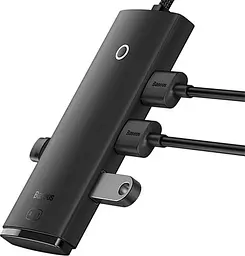 USB-хаб Baseus Lite Series 4-Port USB-A HUB Adapter USB-A to USB 3.0*4 25cm WKQX030001 Black - мініатюра 2