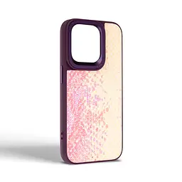 Кожаный чехол для Apple iPhone 14 Pro, Harder Snake Pattern, розовый, термополиуретан ТПУ + экокожа с текстурой змеиной кожи, панель, защита корпуса, противоударный, микрофибра, рамка вокруг камеры, защита всего корпуса, (ARM76809) - мініатюра 2