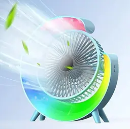 Настільний вентилятор безшумний з підсвічуванням RGB Fan Colorful Desktop 19030 блакитний - мініатюра 3