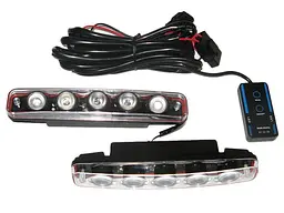 Денні ходові вогні ДХО / 190x25x4 5мм / 1W x 5SMD / функція Білий стробоскоп / корпус пластик / Білі 2 шт.