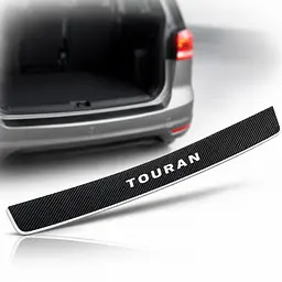Накладка на задній бампер для Volkswagen Touran I 2003-2010 Нержавіюча сталь + карбон без загину
