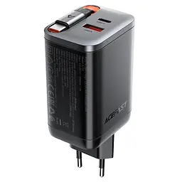 МЗП Acefast A111 GaN With Retractable Cable Type-C PD67W (1USB-A/1C) Black - мініатюра 2
