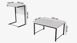Стіл журнальний приставний Террі Комбо Ferrum-decor 345x662x440 Чорний метал ДСП Білий 16 мм (FRD-105136) - мініатюра 3