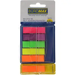 Закладки пластиковые с клеящим слоем Buromax Neon 45х12 мм 240 шт. (BM.2303-98)