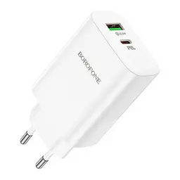 Зарядний пристрій Borofone BN10 PD 65W + QC3.0 (1Type-C/1USB) Білий