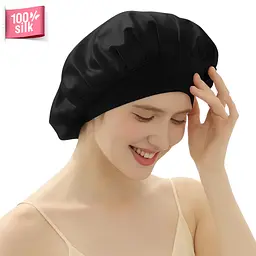 Шовкова нічна шапочка MaryuPHair на еластичній резинці (чорний)