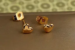 Сережки гвоздики Xuping Jewelry Гладкі серця 6 мм золотисті - мініатюра 2
