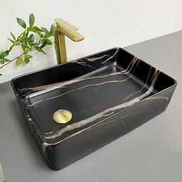 Умивальник VBI Velletri black stone matt накладний VBI-015902, Чорний матовий - мініатюра 5