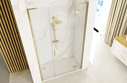 Душові двері Rea Hugo 120 розпашні brushed gold REA-K6610+REA-K8411, прозорий, золотий - мініатюра 2