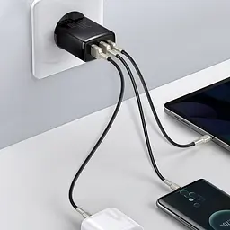 Мережевий зарядний пристрій Baseus Compact Quick Charger 2USB + 1Type-C 30W CCXJ-E01 Black - мініатюра 5