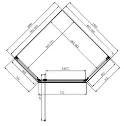 Душова кабіна Dusel DL197H Chrome 1000x1000x1900, Хром, Універсальна, прозорий, хром, 100x100 - мініатюра 2
